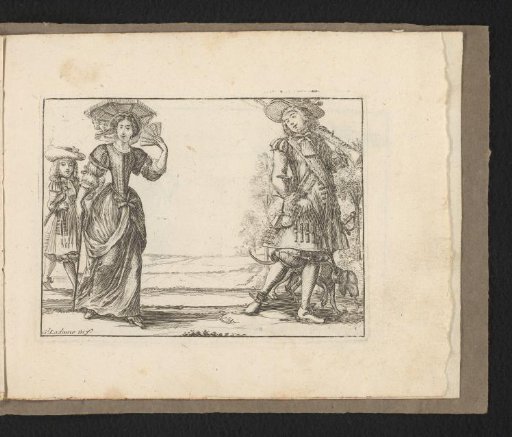 Three figures in a landscape