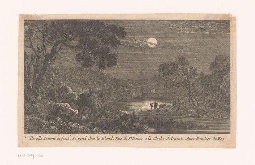 Night landscape with travelers