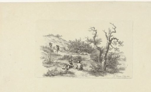 Sketchers in a dune landscape