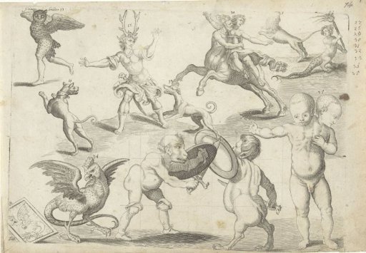 Study sheet with drawing examples: mythical creatures and rarities