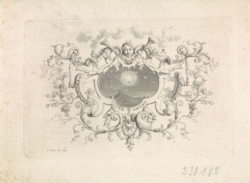 Radiant star in an ornamental cartouche