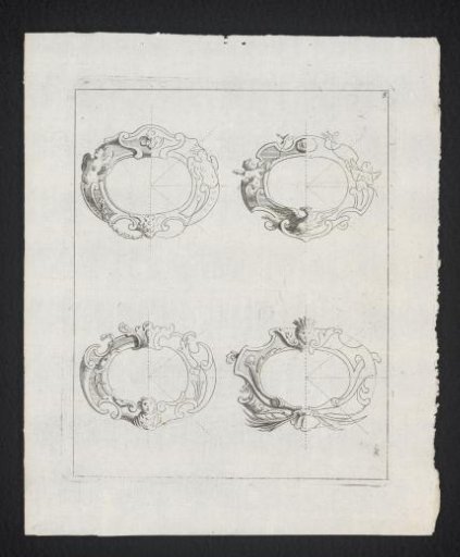 Four rocaille cartouches with figures
