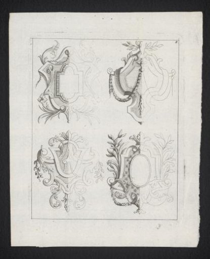 Three cartouches and a decoration