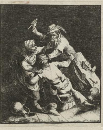 Fighting peasants in an inn