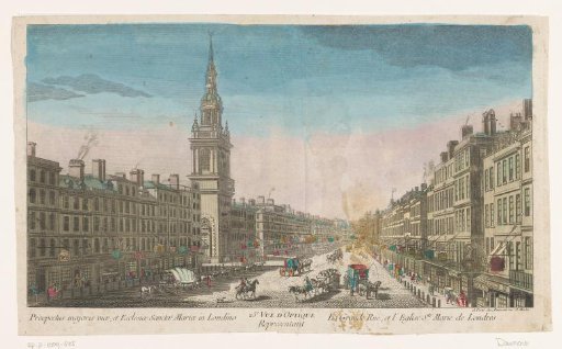 View of the Church of Saint Mary-le-Bow on Cheapside Street in London