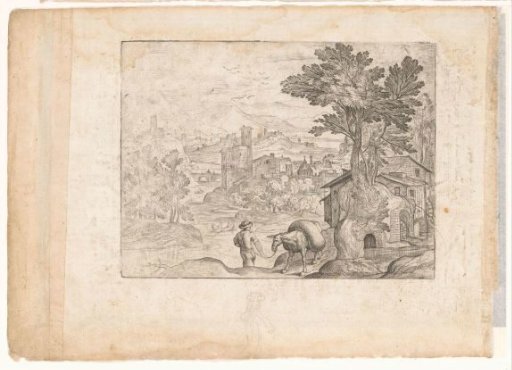 Landscape with Man and Donkey