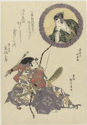 The Actor Arashi Tokusaburo Changes His Name to Arashi Kitsusaburo II and Portrays the Role of Hyogonomoki Yorimasa from the Play Yorimasa Nue Monogatari