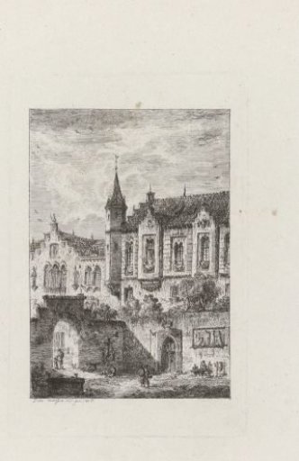 View of Gothic buildings and a passageway
