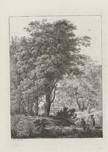 Two figures in a forest