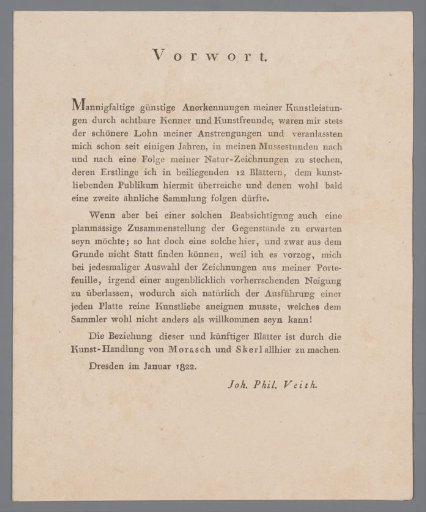 Preface and table of contents for a series of twelve landscapes