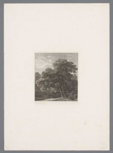 Landscape with three figures by a pond