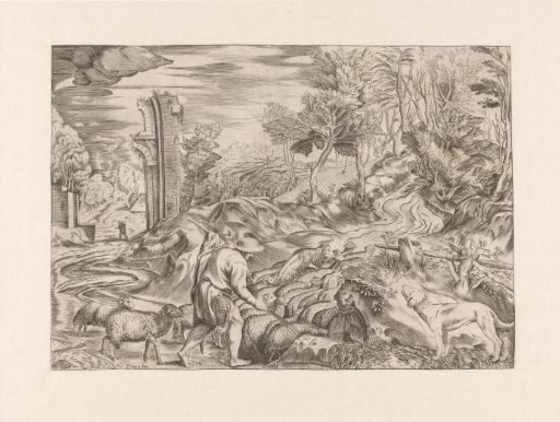 Shepherd with a Flock of Sheep