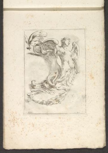 Half cartouche with winged female figure