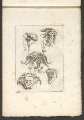 Five ornamental heads