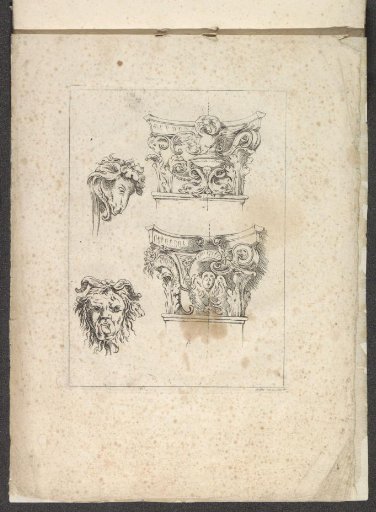 Two capitals, ram's head and satyr's head