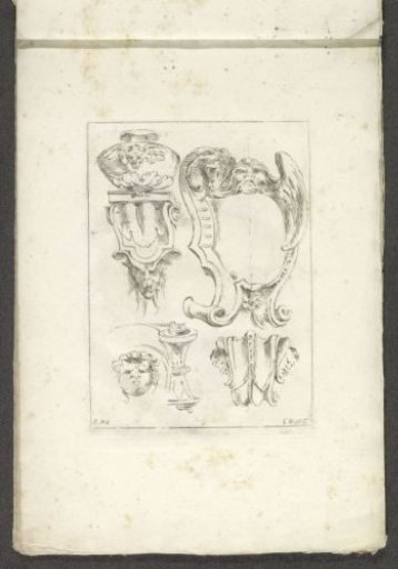 Console with vase, cartouche, and details of ornaments