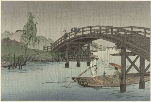 Boat Under a Wooden Bridge