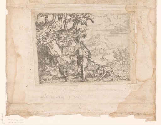Landscape with Juno scattering the eyes of Argus on a peacock's tail