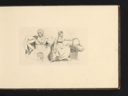 Study sheet with three female figures