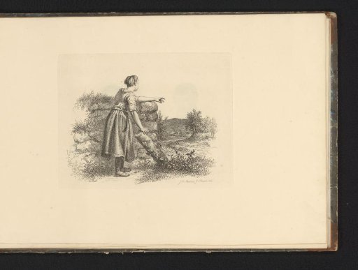 Young woman leaning on a low wall
