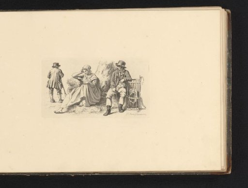 Landscape with three figures around a tree