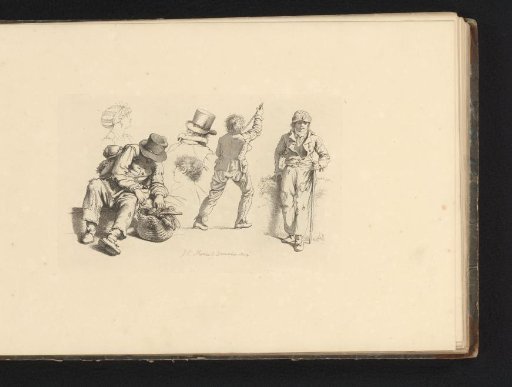 Study sheet with three figures and three heads