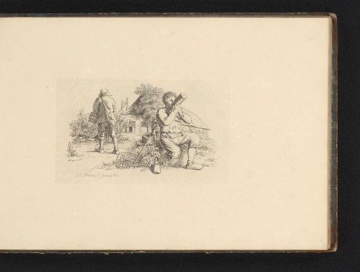 Landscape with a farmhouse and a resting farmer