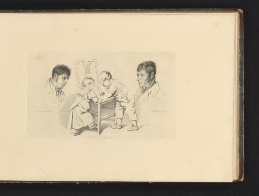 Portraits of Abraham Lion Zeelander and Anthony Oberman and Two Children Drawing
