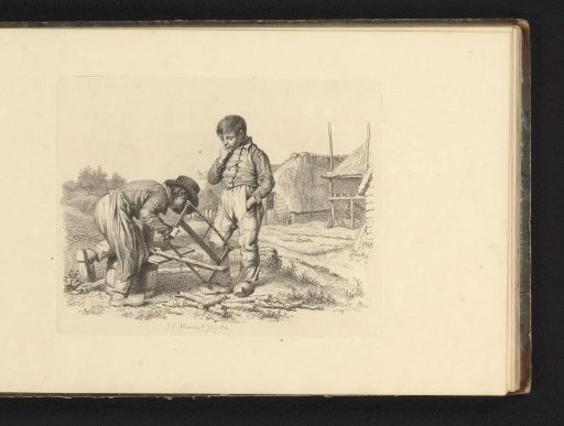 Two Boys with a Saw at a Farm