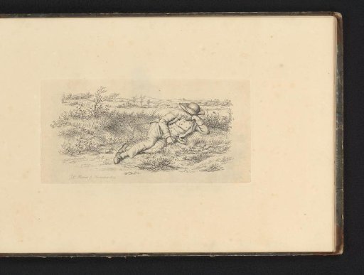 Landscape with a pipe-smoking resting man