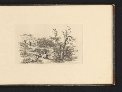 Dune Landscape with Sketching Men and Two Travelers