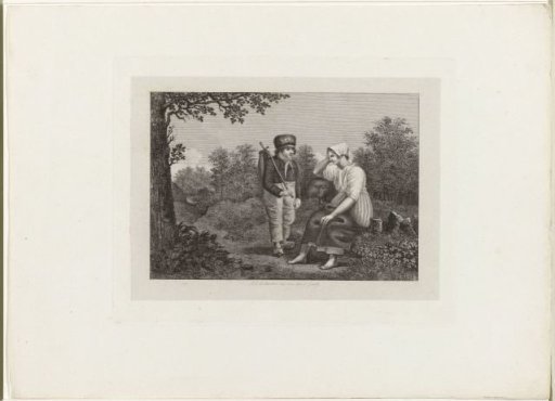 Boy and woman in a landscape