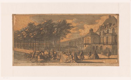 View of an avenue at the Cour de la Fontaine of the Palace of Fontainebleau