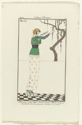 Journal des Dames et des Modes, 1912, Parisian Costumes, no. 20: White Crepe Sheath (...)