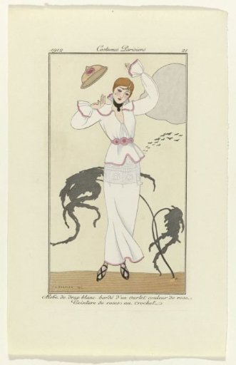 Journal des Dames et des Modes, 1912, Parisian Costumes, no. 21: White Wool Dress (...)