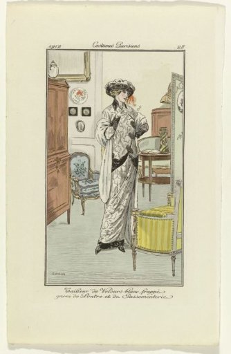 Journal des Dames et des Modes, Parisian Costumes, 1912, No. 28: Velvet Suit (...)