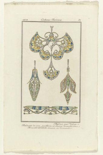 Journal des Dames et des Modes, 1912, Parisian Costumes, no. 37: Jewelry by Vever (...)