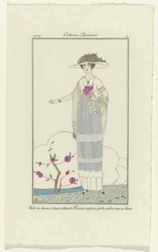Journal des Dames et des Modes, Parisian Costumes, 1912, no. 5: Linen Dress (...)