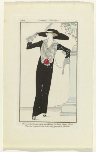 Journal des Dames et des Modes, 1912, Parisian Costumes, no. 13: Black Satin Sheath (...)