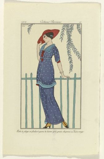 Journal des Dames et des Modes, 1912, Parisian Costumes, no. 15: Plaid Coat (...)