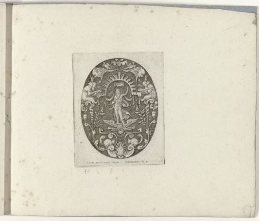 Jupiter with an Eagle, Flanked by Two Fantastical Creatures Dressed in a Robe with Long (Donkey) Ears