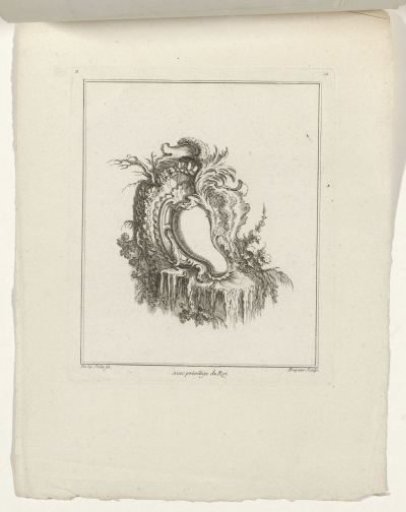 Cartouche surrounded by various leafy branches