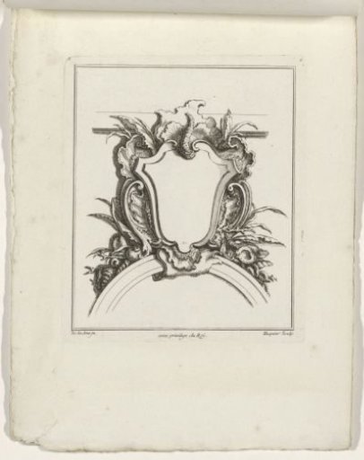 Cartouche surrounded by volutes