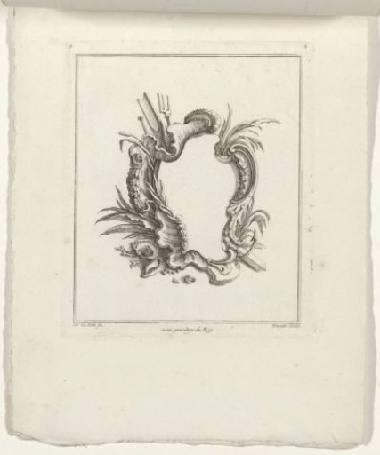 Cartouche crowned with a trident