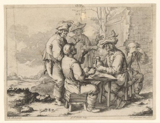 Five Peasants at a Table Outdoors