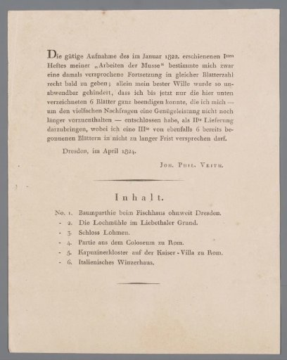 Table of Contents and Explanation for a Series of Six Landscape Prints