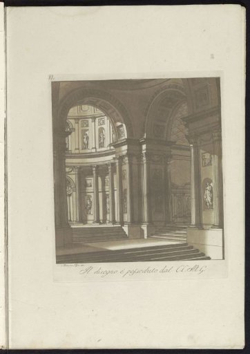 Interior with Staircases and Sculptures in Niches