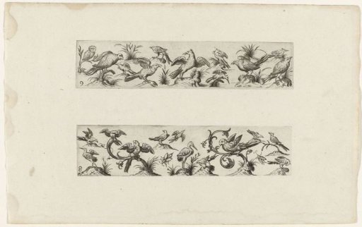 Two Stacked Long Friezes with Various Birds