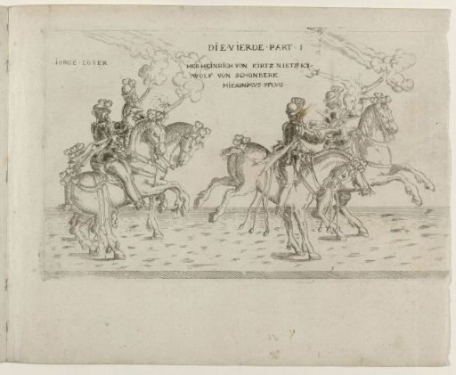Riders Jorge Loser, Her Heinrich von Kirtznietzky, Wolf von Schonberk and Hieronimus Pflug Firing Pistols