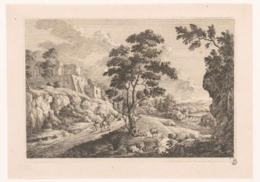 Landscape with houses on a mountain